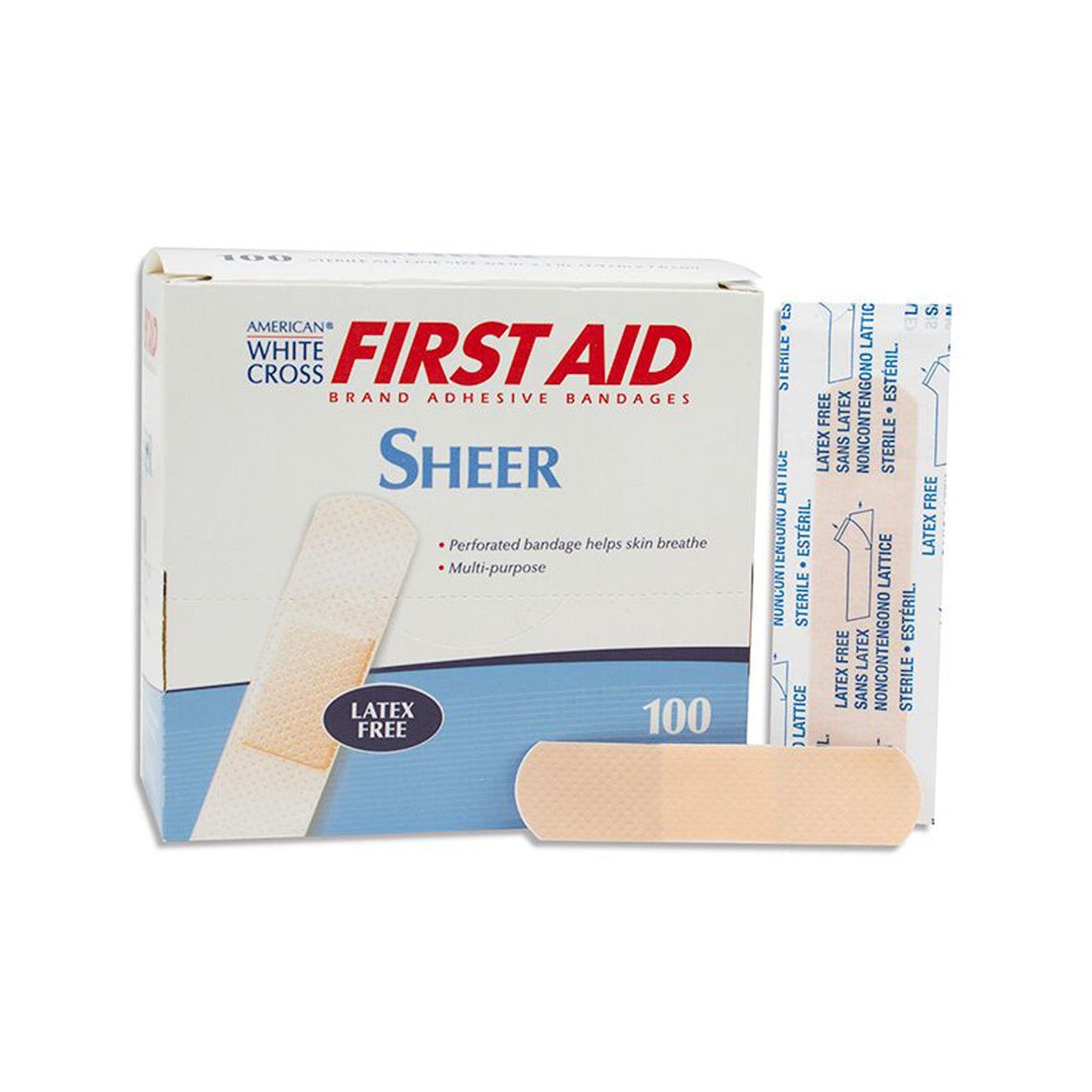 American® White Cross Adhesive Strip 3/4 X 3 Inch Plastic Rectangle Tan Sterile (97366_BX)