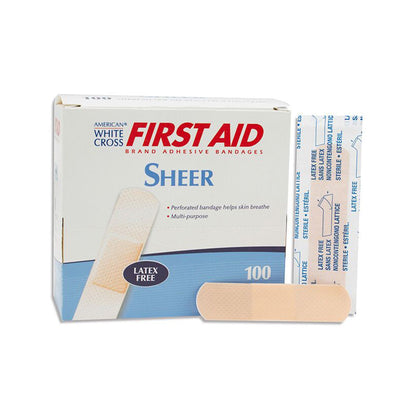 American® White Cross Adhesive Strip 3/4 X 3 Inch Plastic Rectangle Tan Sterile (97366_BX)