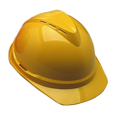 MSA V-Gard® 500 Protective Caps and Hats, 4 Point Fas-Trac, Vented Cap, Yellow (454-10034020)