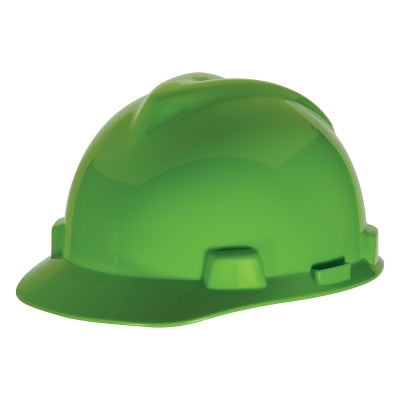MSA V-Gard® 500 Protective Cap, 4 Point Fas-Trac, Slotted, Hi-Viz Lime Green (454-10035212)