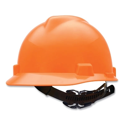 MSA V-Gard® Protective Cap-Style Hard Hat, Slotted, 1-Touch® Suspension, Standard Size, Hi-Viz® Orange, 20 EA/CA (454-10057420)