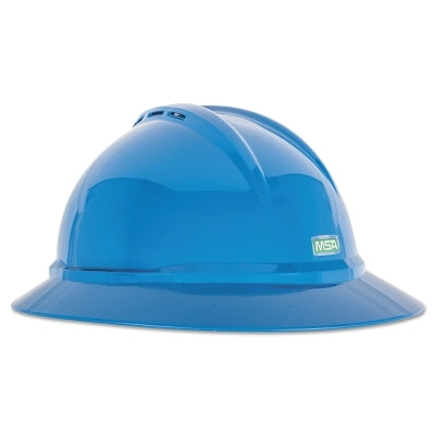 MSA V-Gard 500 Vented Protective Hats, 4 Point Fas-Trac III, Vented, Blue (454-10167912)