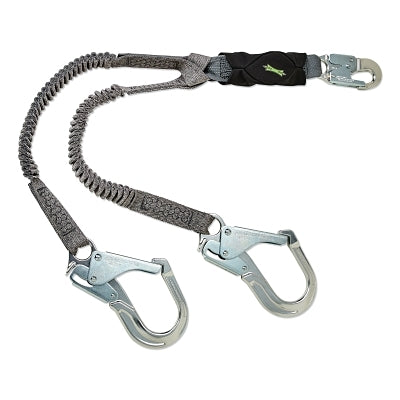 MSA V-Series Stretch Twin-Leg Energy Absorbing Lanyard, 310 lb, 6 ft, Lg Snap Hooks (454-10193555)
