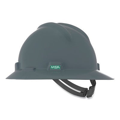 MSA V-Gard® Protective Hat-Style Full-Brim Hard Hat, Slotted, Staz-On® Suspension, Standard Size, Gray (454-454731)