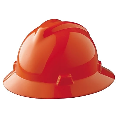 MSA V-Gard® Protective Hat-Style Full-Brim Hard Hat, Slotted, Staz-On® Suspension, Standard Size, Orange (454-454734)