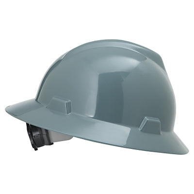 MSA V-Gard® Protective Hat-Style Full-Brim Hard Hat, Slotted, Fas-Trac® III Suspension, Standard Size, Gray (454-475367)