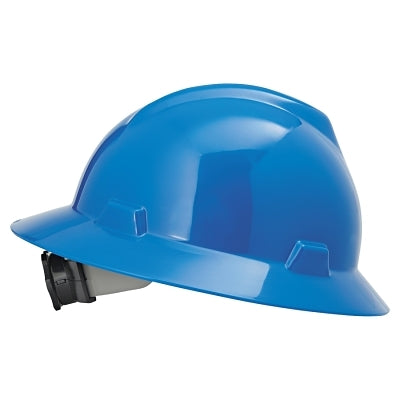 MSA V-Gard® Protective Hat-Style Full-Brim Hard Hat, Slotted, Fas-Trac® III Suspension, Standard Size, Blue (454-475368)