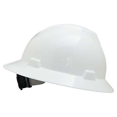 MSA V-Gard® Protective Hat-Style Full-Brim Hard Hat, Slotted, Fas-Trac® III Suspension, Standard Size, White (454-475369)