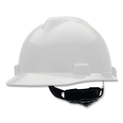 MSA V-Gard® Protective Cap-Style Hard Hat, Slotted, Fas-Trac® III Suspension, Small Size, White (454-477477)