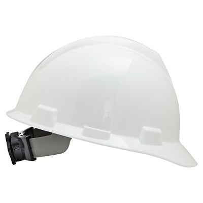 MSA V-Gard® Protective Cap-Style Hard Hat, Slotted, Fas-Trac® III Suspension, Large Size, White (454-477482)