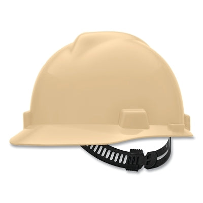 MSA V-Gard® Protective Cap-Style Hard Hat, Slotted, Staz-On® Suspension, Standard Size, Light Buff, 20 EA/CS (454-478237)