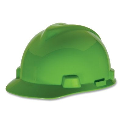 MSA V-Gard® Protective Cap-Style Hard Hat, Slotted, Staz-On® Suspension, Standard Size, Bright Lime-Green (454-815558)