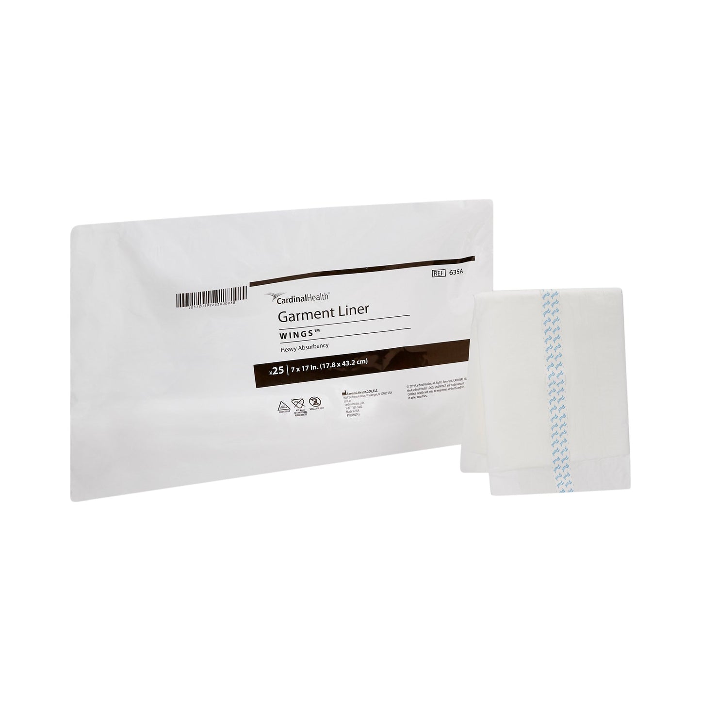 Wings™ Incontinence Liner 7 X 17 Inch Moderate Absorbency Polymer Core One Size Fits Most (165216_BG)