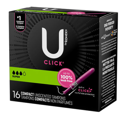 U by Kotex® Click® Tampon Super Absorbency Plastic Applicator Individually Wrapped (1184199_PK)