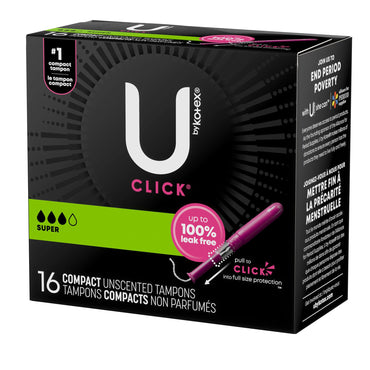 U by Kotex® Click® Tampon Super Absorbency Plastic Applicator Individually Wrapped (1184199_CS)