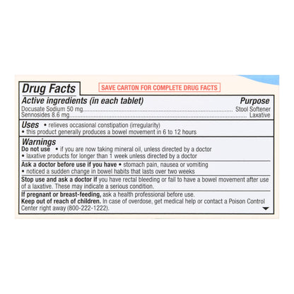 Foster & Thrive™ Stool Softener Tablet 60 per Bottle 50 mg - 8.6 mg Strength Docusate Sodium / Calcium Sennosides (1238990_BT)
