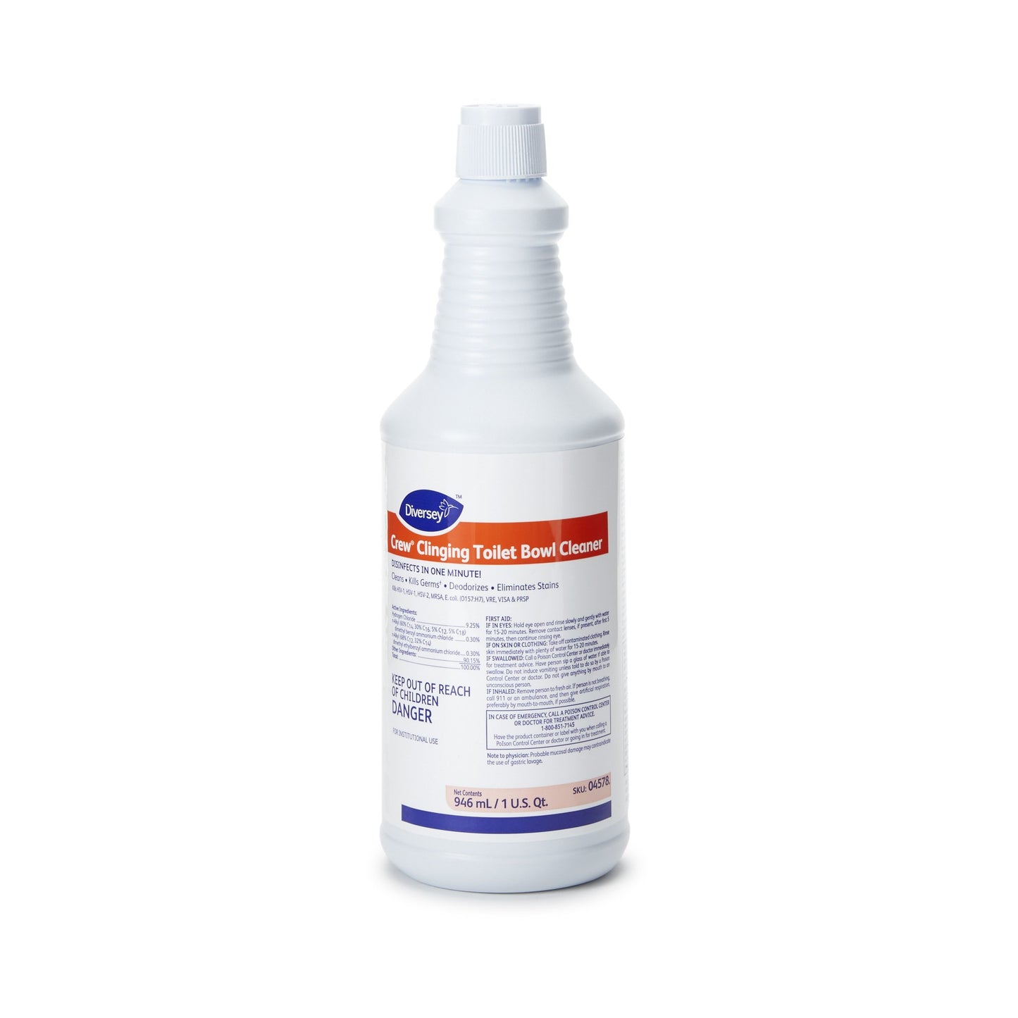 Diversey™ Crew® Toilet Bowl Cleaner Acid Based Manual Squeeze Liquid 32 oz. Bottle Floral Scent NonSterile (420820_EA)