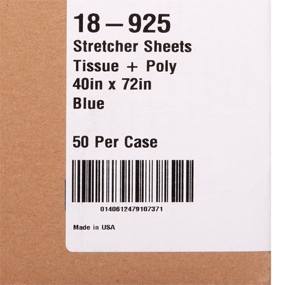 McKesson Stretcher Sheet Flat 40 W X 72 L Inch Blue 50% Cellulose Tissue / 50% Polyethylene Film Disposable (278382_CS)