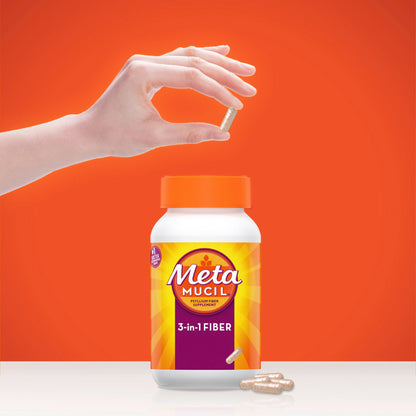 Metamucil® 3-in-1 Fiber Fiber Supplement Capsule 100 per Bottle 0.4 Gram Strength Potassium / Psyllium Husk (1229256_BT)