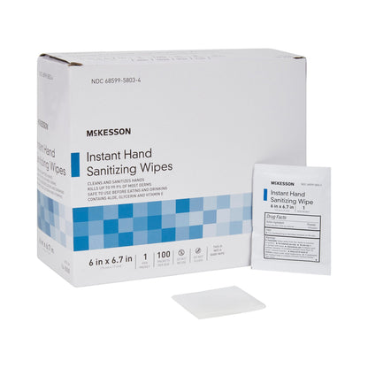 McKesson Hand Sanitizing Wipe 100 Count Ethyl Alcohol Wipe Individual Packet (1055597_CS)