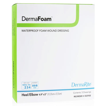DermaFoam® Foam Dressing 4.9 X 5 Inch Without Border Waterproof Backing Nonadhesive Elbow / Heel Sterile (719720_EA)