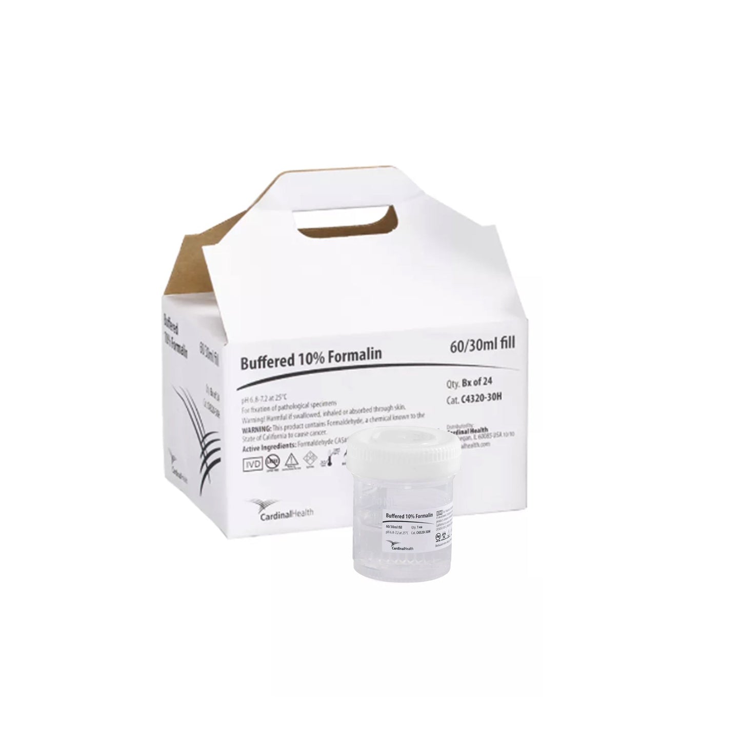 Handi Pack Prefilled Formalin Container 30 mL Fill in 60 mL (2 oz.) Screw Cap Warning Label / Patient Information NonSterile (1006103_BX)