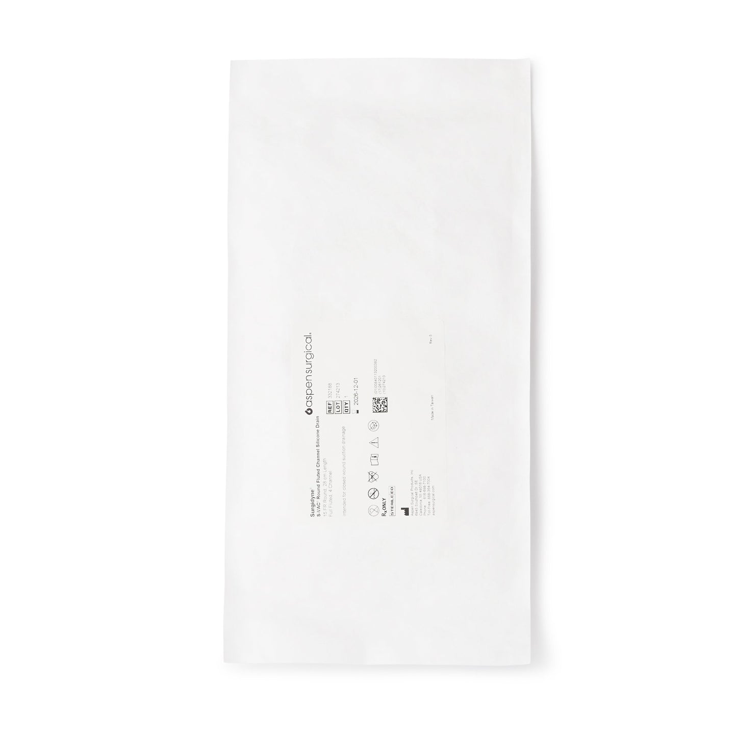 S-Vac® Wound Drain Tube Round/Full Type Without Attachment 4 Channel Type 15 Fr. Size Sterile (491288_CS)