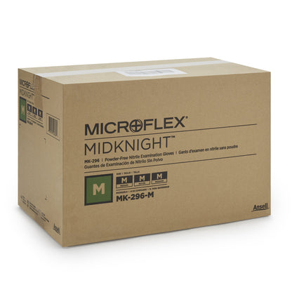 MICROFLEX® MidKnight™ Exam Glove Medium NonSterile Nitrile Standard Cuff Length Fully Textured Black Fentanyl Tested (688019_CS)