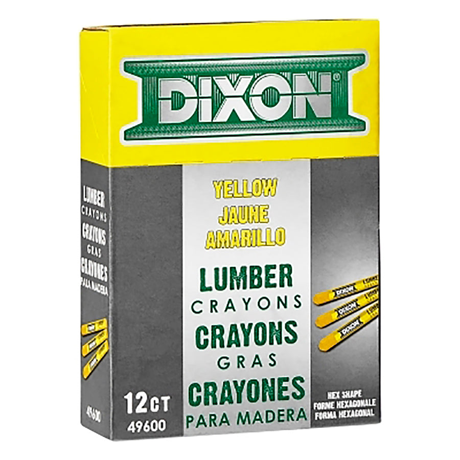 Dixon Industrial Lumber Crayon, 1/2 in dia x 4-1/2 in L, Yellow (464-49600)