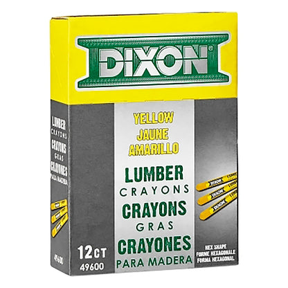 Dixon Industrial Lumber Crayon, 1/2 in dia x 4-1/2 in L, Yellow (464-49600)