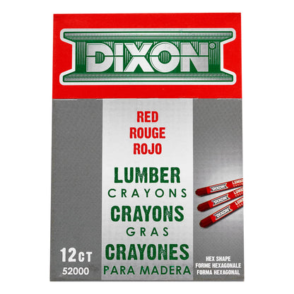 Dixon Industrial Lumber Crayon, 1/2 in dia X 4-1/2 in L, Red (464-52000)