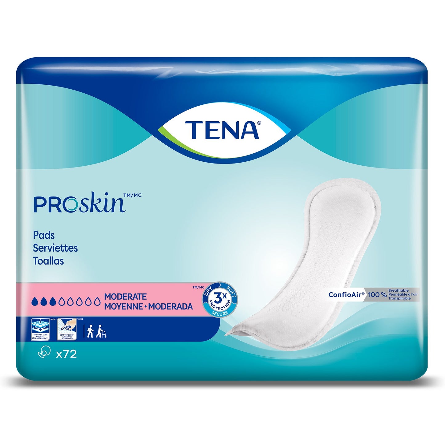 TENA ProSkin™ Moderate Bladder Control Pad 11 Inch Length Moderate Absorbency Dry-Fast Core™ One Size Fits Most (843792_PK)
