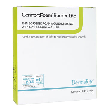 ComfortFoam™ Border Lite Thin Foam Dressing 2 X 2 Inch With Border Waterproof Backing Silicone Adhesive Square Sterile (1003184_EA)