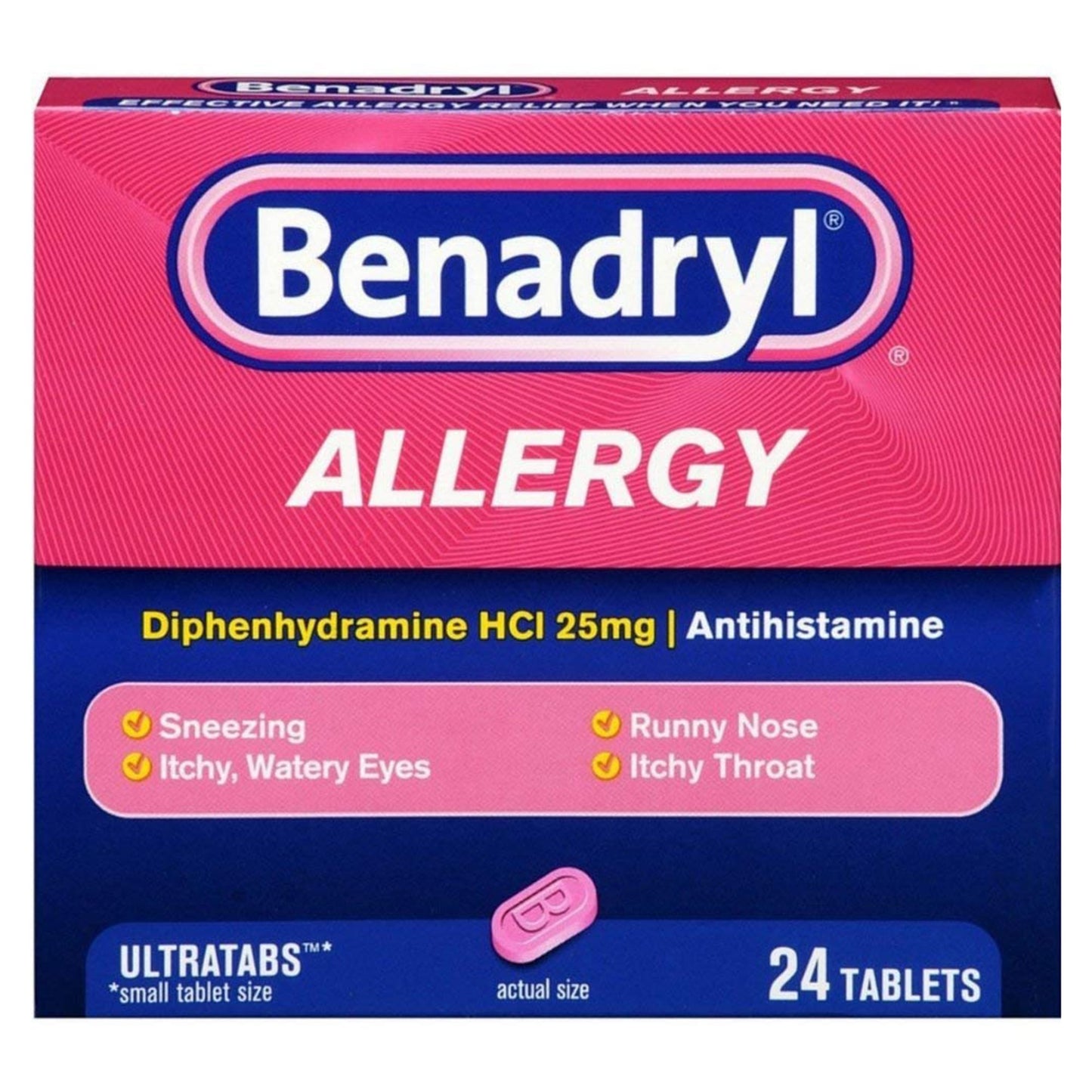 Benadryl® Allergy Relief 25 mg Strength Tablet 24 per Box (783320_BX)