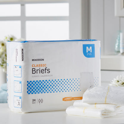McKesson Classic Unisex Adult Incontinence Brief Medium Disposable Light Absorbency (973142_CS)