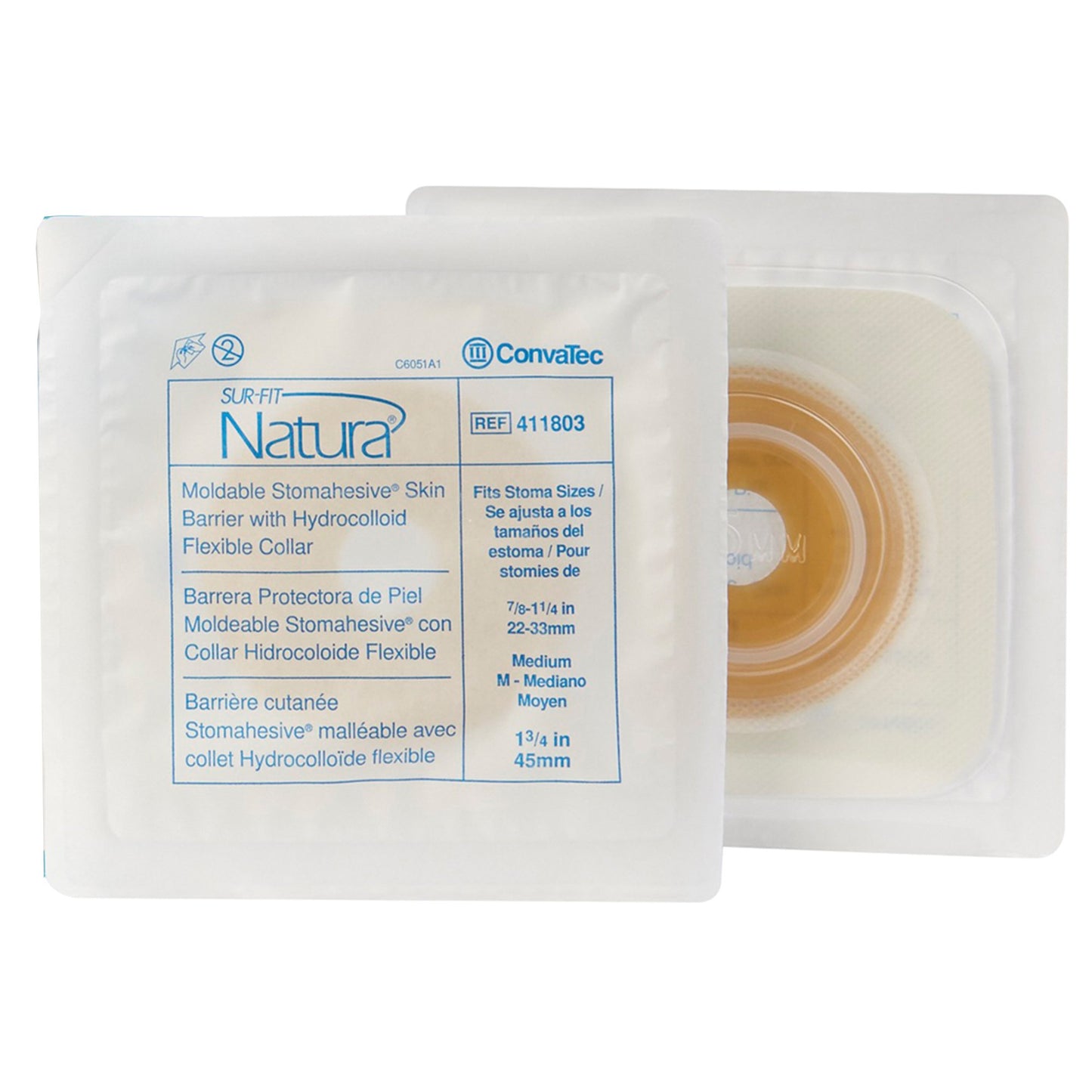 Sur-Fit Natura® Stomahesive® Ostomy Barrier Moldable, Standard Wear Without Tape 45 mm Flange Sur-Fit Natura® System Hydrocolloid 7/8 to 1-1/4 Inch Opening (581640_BX)