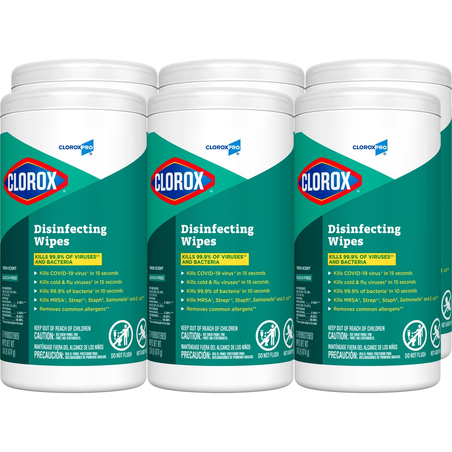 CloroxPro™ Clorox® Surface Disinfectant Premoistened Manual Pull Wipe 75 Count Canister Fresh Scent NonSterile (908190_BX)