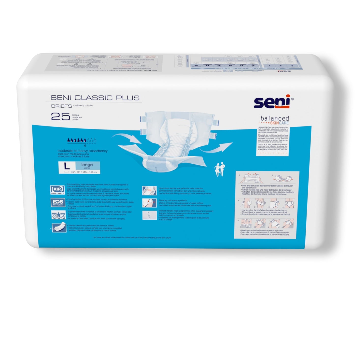 Seni® Classic Plus Unisex Adult Incontinence Brief Large Disposable Moderate Absorbency (1163864_PK)