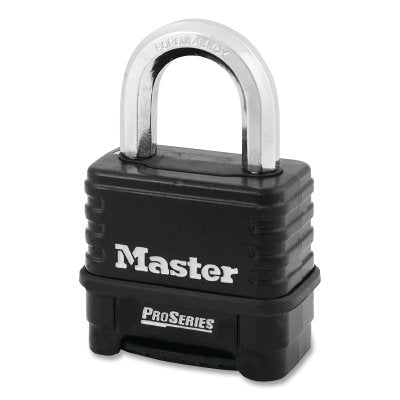 Master Lock Company ProSeries® Resettable Combination Padlock, 9 mm dia x 24 mm W x 28 mm H Shackle, Zinc Die Cast, Carded (470-1178D)