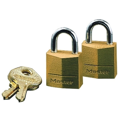 Master Lock Company No. 120D Solid Brass Padlock, 5/32 in dia x 7/16 in L x 3/8 in W Shackle, Brass (470-120D)