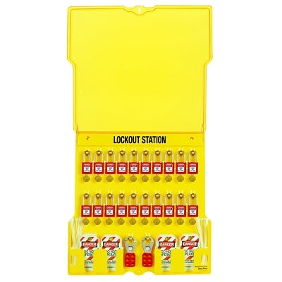 Master Lock Company Safety Series Lockout Stations with Key Registration Card, 22in, Zenex, 20-Lock (470-1484BP410)