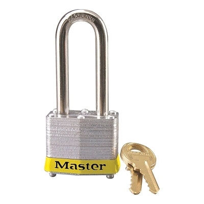 Master Lock Company Laminated Steel Safety Padlocks, 9/32 in D, 2 in L x 5/8 in W, Yellow (470-3LHYLW)