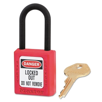 Master Lock Company Zenex™ Thermoplastic Safety Lockout Padlock, 406 Dielectric, 1-1/2 W x 1-3/4 H Body, 1-1/2 in H Shackle, KD, Red (470-406RED)