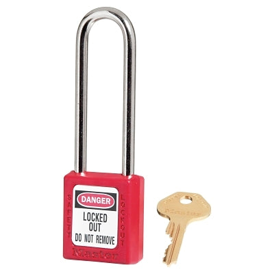 Master Lock Company Zenex™ Thermoplastic Safety Lockout Padlock, 410, 1-1/2 W x 1-3/4 H Body, 3 in H Shackle, KA, Red (470-410KALTRED)