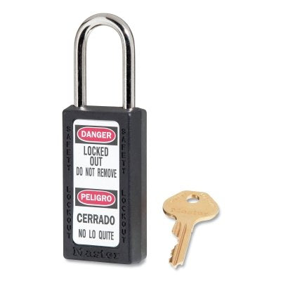Master Lock Company Zenex™ Thermoplastic Safety Lockout Padlock, 411, 1-1/2 W x 3 H Body, 1-1/2 in H Shackle, KD, KD, Black (470-411BLK)