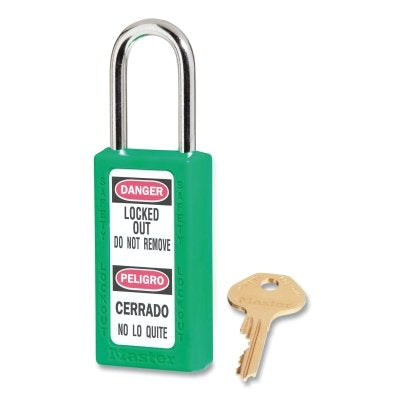 Master Lock Company Zenex™ Thermoplastic Safety Lockout Padlock, 411, 1-1/2 W x 3 H Body, 1-1/2 in H Shackle, KD, Green (470-411GRN)