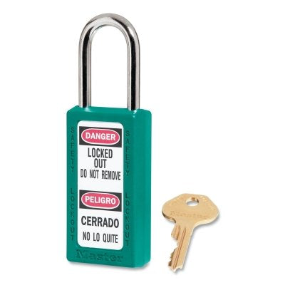 Master Lock Company Zenex™ Thermoplastic Safety Lockout Padlock, 411, 1-1/2 W x 3 H Body, 1-1/2 in H Shackle, KD, Teal (470-411TEAL)
