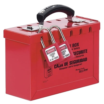 Master Lock Company Group Lock Box, 9-1/4 in L, 6 in H, 3-3/4 in W, Steel, Red (470-498A)