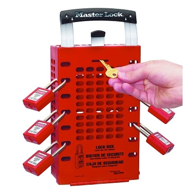 Master Lock Company Latch Tight Lock Box, 3 1/2 in L x 12 3/4 in H x 6 3/8 in W, Steel, Red (470-503RED)