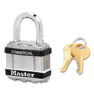 Master Lock Company Wide Commercial Magnum Laminated Steel Padlock, Alike-Keyed, No 2126, 1 in Shackle Height, 1-3/4 in Body Width, Silver (470-M1KASTS-2126)
